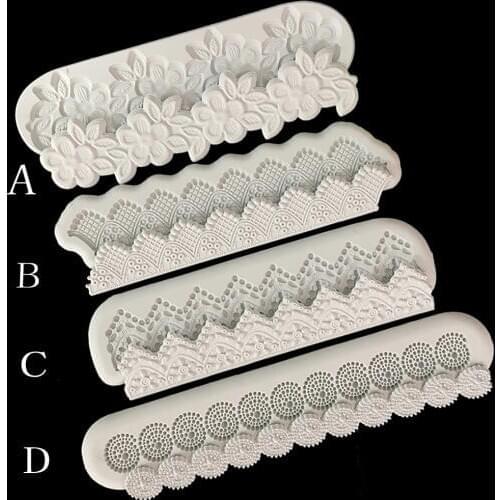 Minsunbak Long lace trim decoration Cake edge decoration silicone mold Wedding birthday cake embossing printing tool