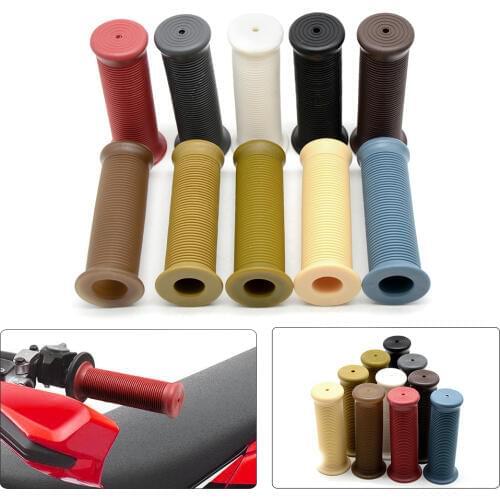 Motorcycle 22mm/24mm Retro Rubber Handlebar Hand Grip For Honda Suzuki Kawasaki Triumph Cafe Racer Bobber Custom