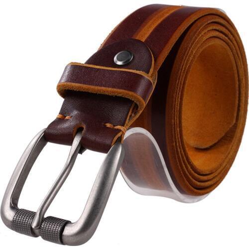 Jeans Designer Belt Men High Quality Brown Luxury 100% Real Full Grain Cowhide Genuine Leather Fashion Cowboy Belts For Unise