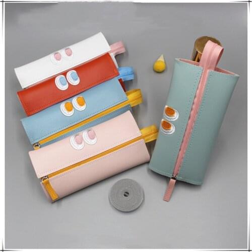 2021 New Large Capacity Pencil Cases Creative Ins Simple Kawaii Small Monster Pencil Bag For Students Kids Stationery Supplies