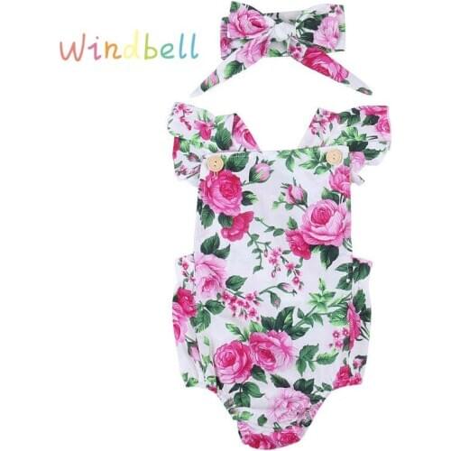 Newborn Infant Baby Girl Bodysuit Floral Children Clothing Summer Bodysuits Girl Clothes Jumpsuit Outfits Sunsuit Set UK