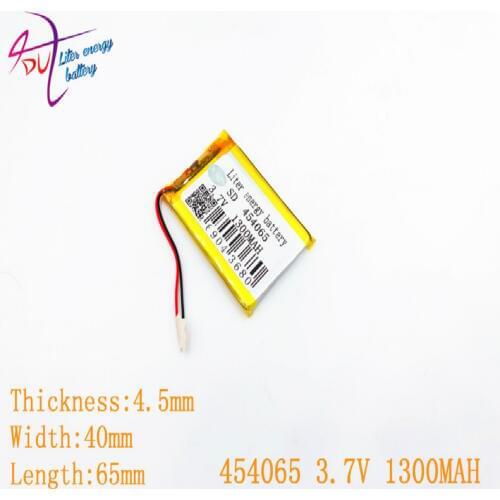 Polymer battery 454065 1300mah 3.7V 404065 smart home MP3 speakers Li-ion battery for dvr,GPS,mp3,mp4,cell phone,speaker