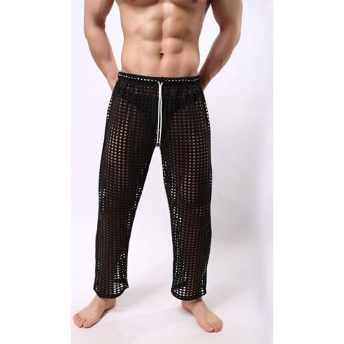 Men's Mesh Sheer lounge Pants Long Pants Men Casual Trousers Soft Comfortable Sleep Bottoms For Sexy Men