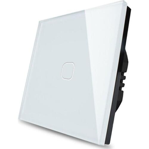 EU/UK standard Touch Switch White Crystal Glass Panel Touch Switch,1 Gang 1 Way Light Wall Touch Screen,Olny Touch Function