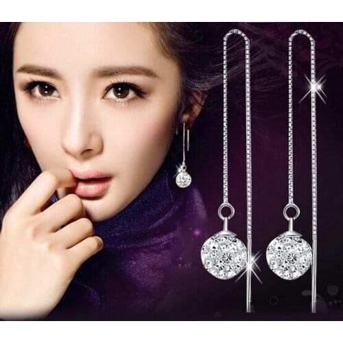 Drop Earrings For Women Beautiful Long Earring Earings Silver color Jewelry Earing Brincos Brinco Oorbellen Love Gift F27