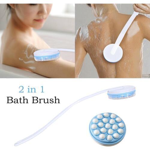 2 in 1 Bath Brush Massager Body Brush Scrub Skin Care Shower Exfoliation Brush Reach Feet Spong Bathroom Accessories