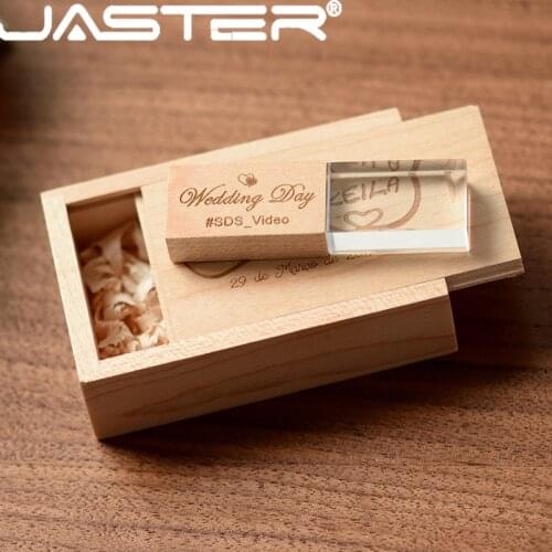 JASTER usb flash drive usb2.0 stylish wooden crystal creative 4GB 8GB 16GB 32GB 64GB photography memory storage U disk free logo