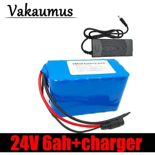 Vakaumus 24V 6ah Lithium Battery 6S 3P 18650 Pack 25.2V 6000mah For 200W 250W 300W 350W Motor With 15A BMS And 2A Charger