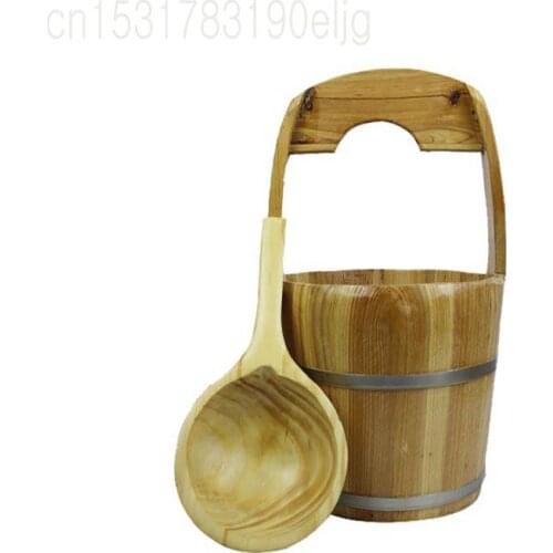 Old-fashioned fragrant cedar bucket, solid wood bucket, portable foot bath bucket, bucket with water scoop, small bucket, water
