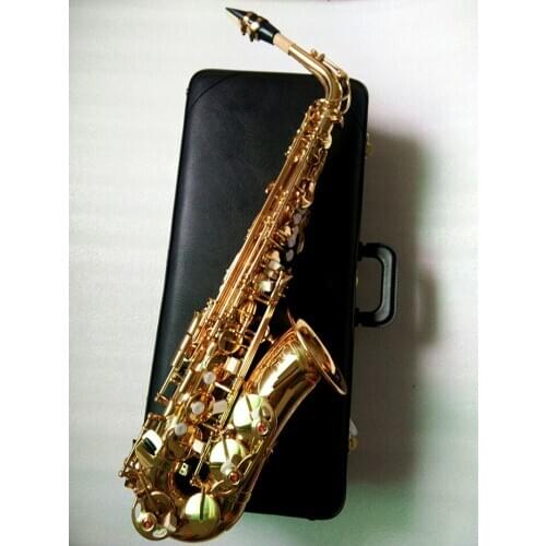 High-End Eb Alto Saxophone New Arrival Brass Gold Lacquer Music Instrument E-Flat Sax With Hard Case Accessories
