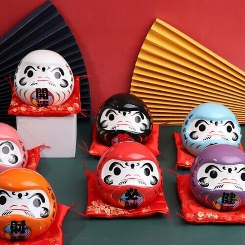 Japanese Ceramic Daruma Doll Lucky Charm Fortune Ornament Craft Piggy bank