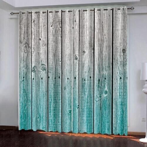 3D Classic retro gray blue wooden board Windows Curtains for Living Room Bedroom Bathroom Decorative Kitchen Curtain Drapes