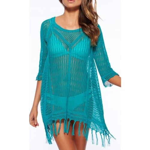 Mujer Beach Wear Clothing 2018 New Summer Women Beach Cover-Ups Crochet Bathing Suit Tunics Hollow Out Bikini Long Dress