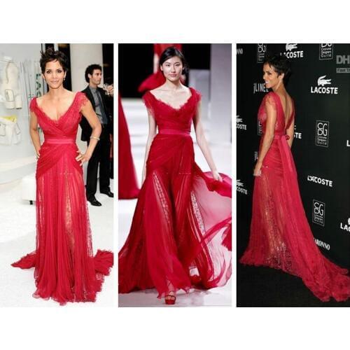 Lace bow red long 2020 new fashion sexy vestido de renda Celebrity women summer party evening elegant mother of the bride dress