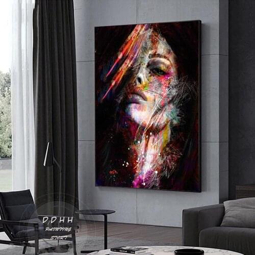 Woman Face Graffiti Street Art Abstract Oil Painting on Canvas Posters Prints Woman Portrait WallArt Pictures Home Decor Picture