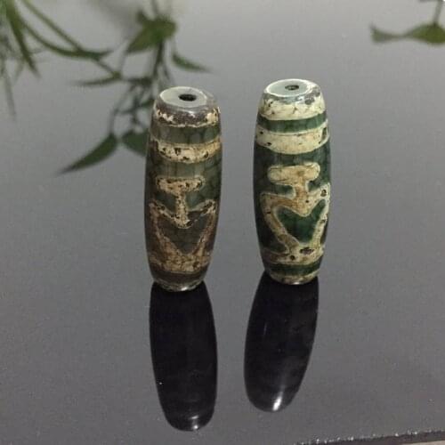1pc 40mm Real Natural Tibetan Dzi Agates Stone Beads Prayer Retro Vintage Jewelry Antique Green Nectar Agates Stone Beads Male