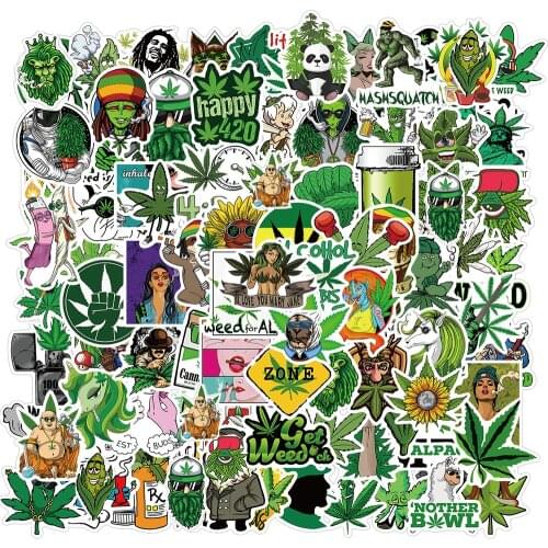 10/50/100PCS Hemp Leaf Hip hop Meme Stickers Laptop DIY Fridge Guitar Motorcycle Luggage Skateboard Cool Sticker Decal Kid Toys