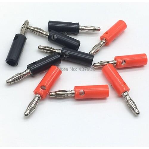 10pcs 4mm Banana Plug Connector Jack Screw-type Banana Head Black and Red Color Nickel-plated Plastic Lantern Plugs