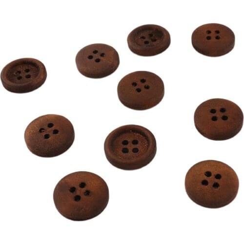 10 pcs 4-holes Dark brown Round wood buttons Craft Clothe Button Handmade Home Decoration Accessory DIY for Sewing Fasteners
