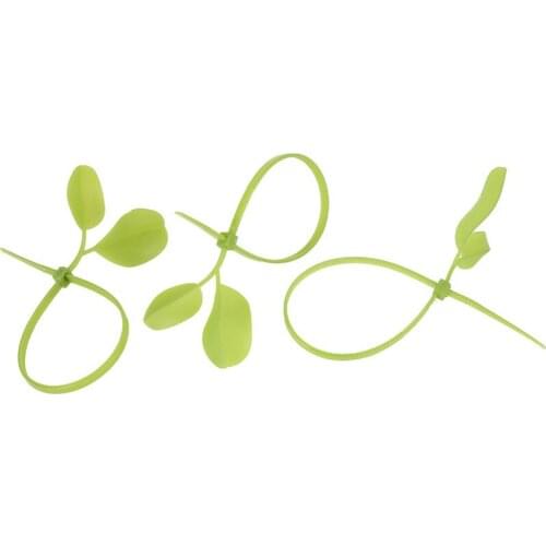 100pcs Green 3*200mm Tree Leaf Nylon Label Ties Decoration Self-Lock Cable Ties Identification Plastic Seal Mark Signs for Wires