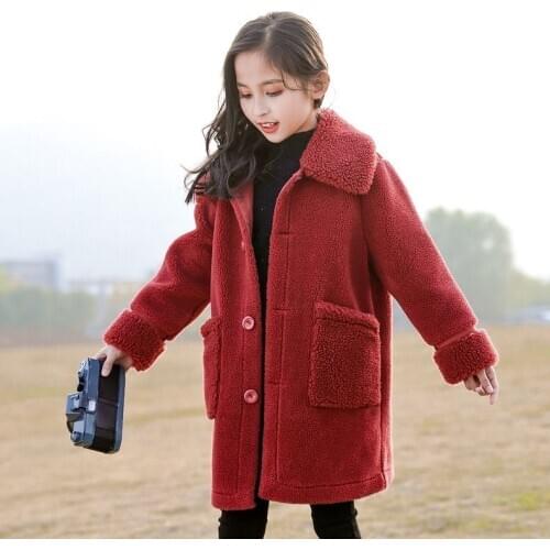2020 New Autumn Winter Children Clothing Faux Fur Coat Kids Baby Girl Casual Thicker Warm Sheep Fur Wool Jackets Outerwear W639