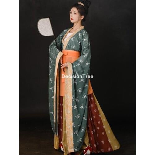 2021 chinese traditional clothing hanfu festival streetwear dress floral printed elegant folk dance costume princess stage dress