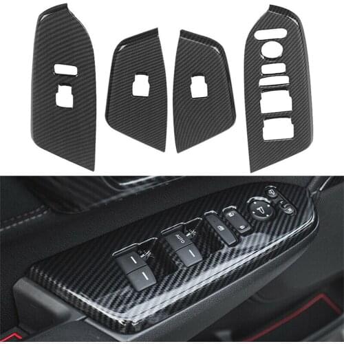 4Pcs Car Interior Door Armrest Cover Carbon Fiber ABS Decoration Trim For Honda CRV 2017 2018 2019 / CR-V 5th 17 18 19
