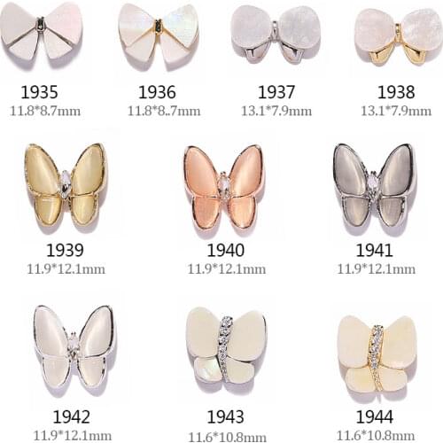 5 Pcs Shiny Crystal 3D Butterfly Nail Art Decorations Luxury Cat Eyes Shell Stone Jewelry Manicure Design Accessories