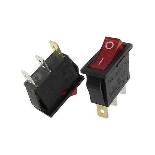 Free shipping !AC 6A/250V 10A/125V Red Light Illuminated On Off SPST Boat Rocker Switch x 5 Pcs