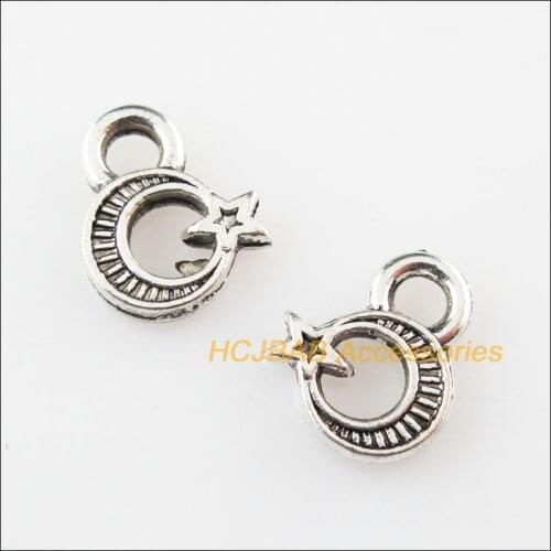 80 New Tiny Moon Star Charms Tibetan Silver Pendants DIY 8x10mm