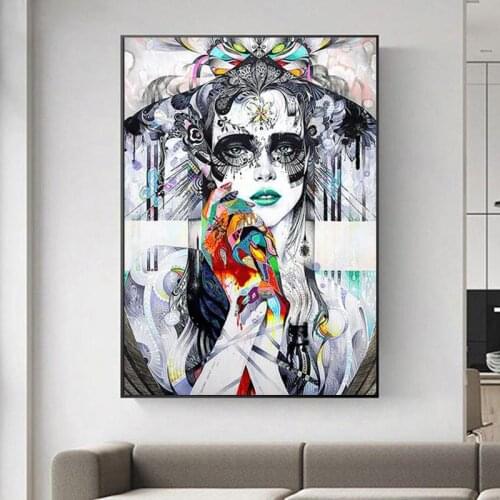 Abstract Colorful Girls Canvas Art Posters and Prints Modern Art Graffiti Pop Art Paintings Pictures for Living Room Decor