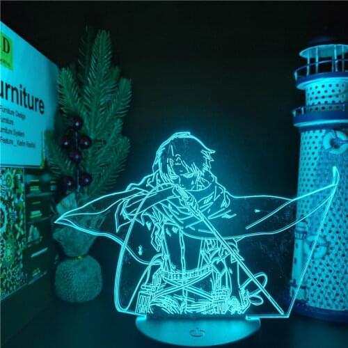 Attack On Titans LED Lamp Levi Ackerman 3D Anime Night Light Bedroom Decor Kid Lampe Home Decoration Lampara De Noche Dormitorio