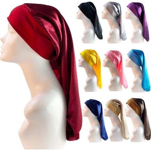 Unixes Satin Sleep Cap For Long Hair Silk Long Bonnet With Soft Wide Band Natural Curly Hair Braids Dreadlock