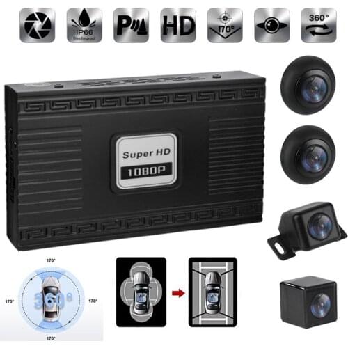 Car Driving Recorder Accessories Waterproof 1080P HD 4 Camera Rear View Cam Bird View Panoramic 360 Degree DVR for All Car 2d