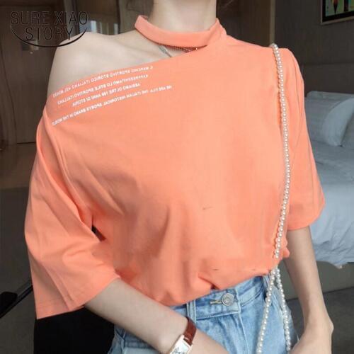 Camisetas verano mujer 2019 blouse women Hollow Out Print Slash neck short sleeve blouse women ladies tops blusa shirts 4754 50