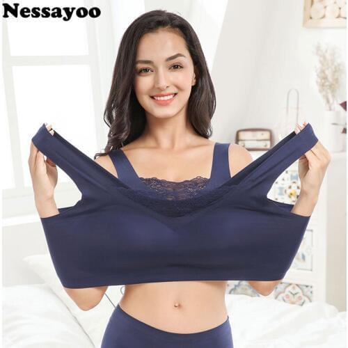 Seamless Vest Bras for Women Sexy Lingerie Beauty Back Lace Crop Top Wireless Push Up Intimates Wirefree Plus Size Seamless Bras