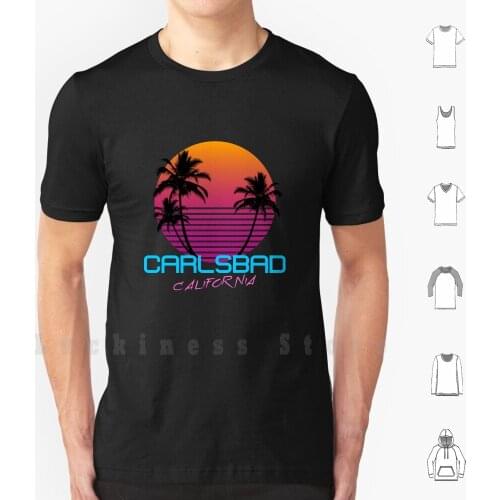 Carlsbad California Retro 80s Sunset T Shirt Print 100% Cotton New Cool Tee Retro 80s Sunset Carlsbad California