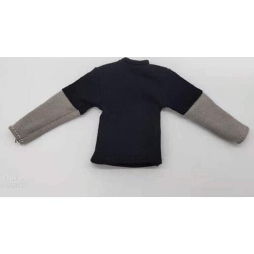Black 1/12th Long Sleeve T-shirt Model for 6" Figure Doll