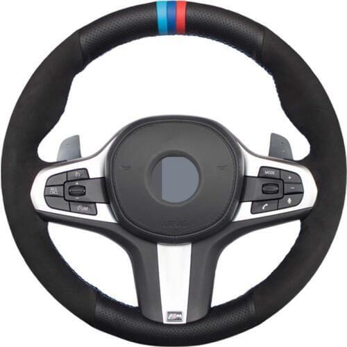 Black Suede Genuine Leather DIY Car Steering Wheel Cover for BMW M Sport G30 G31 G32 G20 G21 X3 G01 X4 G14 G15 G16 G02 X5 G05