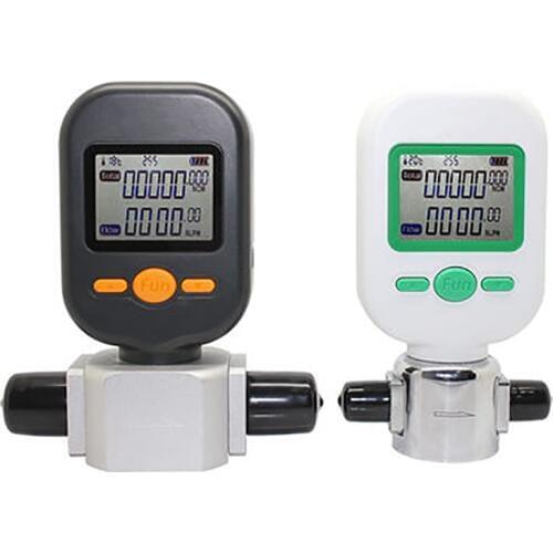 Digital Gas Flow Meter Tester 0-10L/Min, 0-25L/Min, 0-200L/Min, Portable Gas Mass Air Nitrogen Oxygen Flow Rate Meter with Alarm