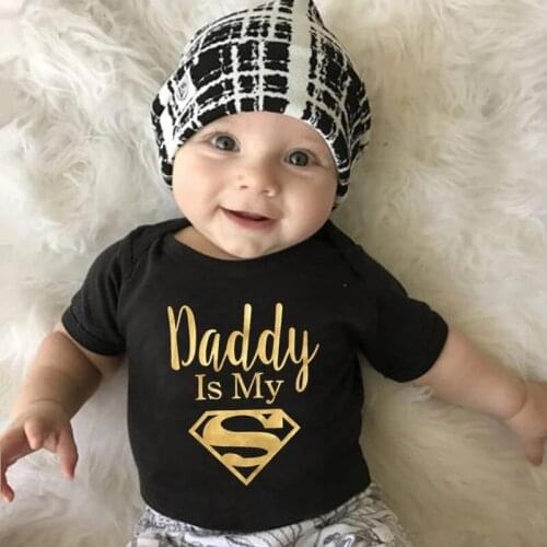 Daddy Is My Hero Funny Print Baby Romper Onesies Newborn Baby Boys Girls Clothes Infant Baby Bodysuit Cute Casual Baby Sleepwear