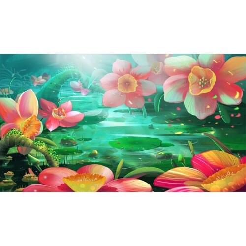 DIY 5D Diamond Embroidery lotus pond Square Diamond Mosaic Diamond painting Home Furnishing decoration Diamond painting