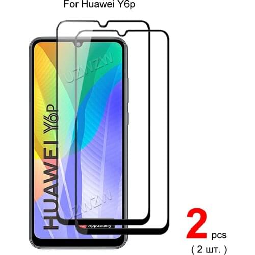 2pcs Full Cover Tempered Glass For Huawei Y6p Screen Protector Protective Glass Guard Film