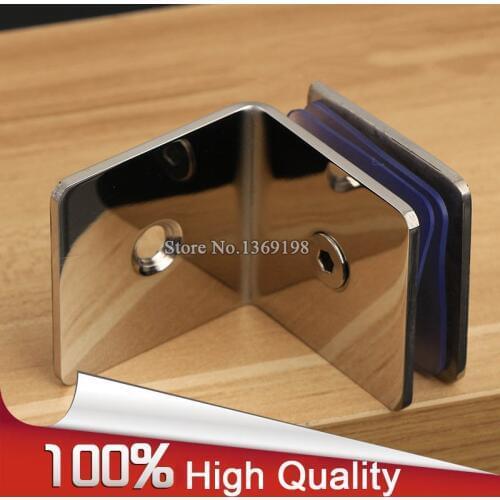 Brand New 2PCS 304 Stainless Steel Frameless Bathroom Shower Glass Clamps Clip 90 Degree Wall to Glass Door Hinges