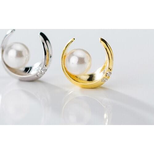 925 Sterling Silver Graceful Moon Design Necklace Charms Stereo Handmade Shell Bead S925 Silver Pendant DIY Jewelry Findings