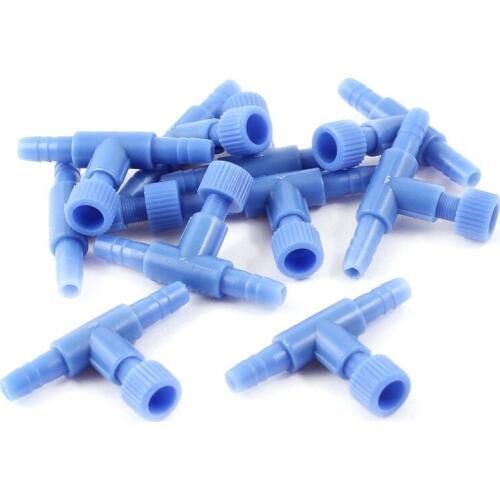 Blue Plastic 2-way Aquarium Ventilation Air Flow-control Valve 5 pcs