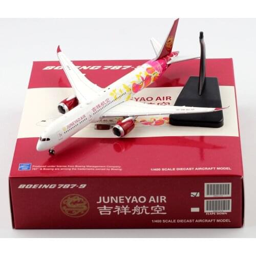 1:400 Alloy Collectible Plane Gift JC Wings XX4224 Juneyao Airlines Boeing B787-9 Diecast Aircraft Jet Model B-20D1 With Stand