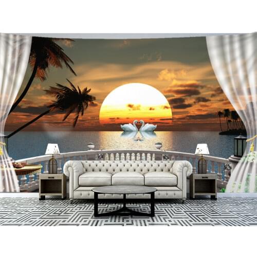 Beautiful Sunset By The Sea Wall Tapestry Sea View Hippie Wall Hanging Bohemian Wall Tapestries Mandala Wall Decor