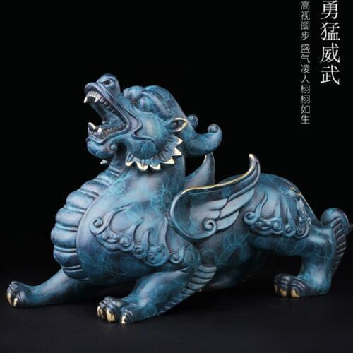 TOP GOOD 2021 bless family home Shop business Exorcise evil spirits GOOD LUCK FENG SHUI brass lightning Female PI XIU statue