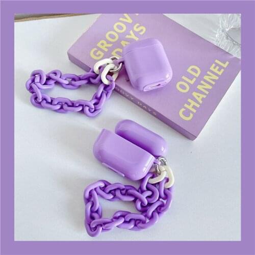 Cute Summer Purple Earphone Cases for Airpods 2 1 Soft TPU Green Bluetooth Headphone Cover for Airpods Pro Coque with Bracelet